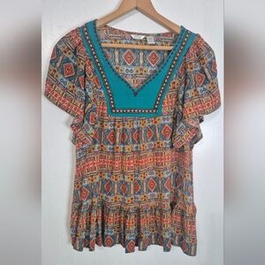 KAKTUS Women Size Medium Bohemian Multicolor Top